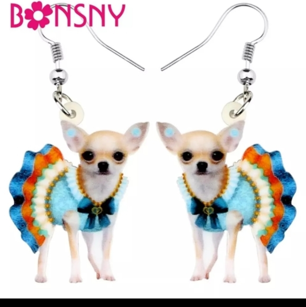 Acrylic Chihuahua Dog‎ Earrings